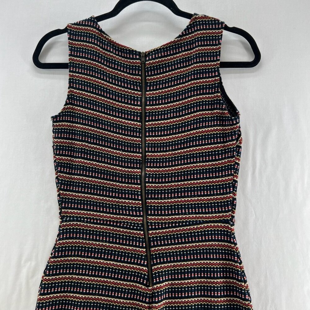 Mystic Bodycon Mini Dress Womens S Sleeveless Back Zip Striped Knit Multicolor - Picture 6 of 11